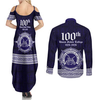 Tonga Queen Salote College 100 years Couples Matching Summer Maxi Dress and Long Sleeve Button Shirt QSC 1926-2026 Tongan Pattern LT9 - Polynesian Pride