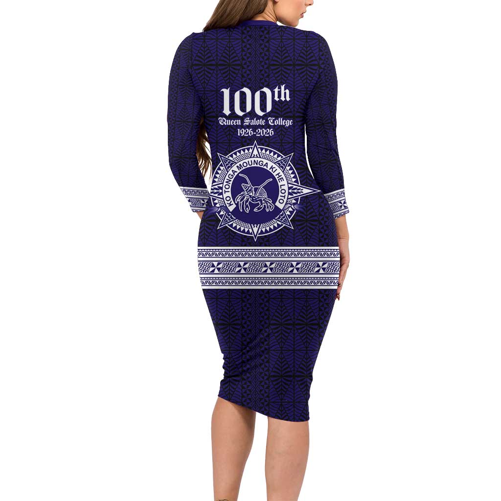 Tonga Queen Salote College 100 years Family Matching Long Sleeve Bodycon Dress and Hawaiian Shirt QSC 1926-2026 Tongan Pattern LT9 - Polynesian Pride