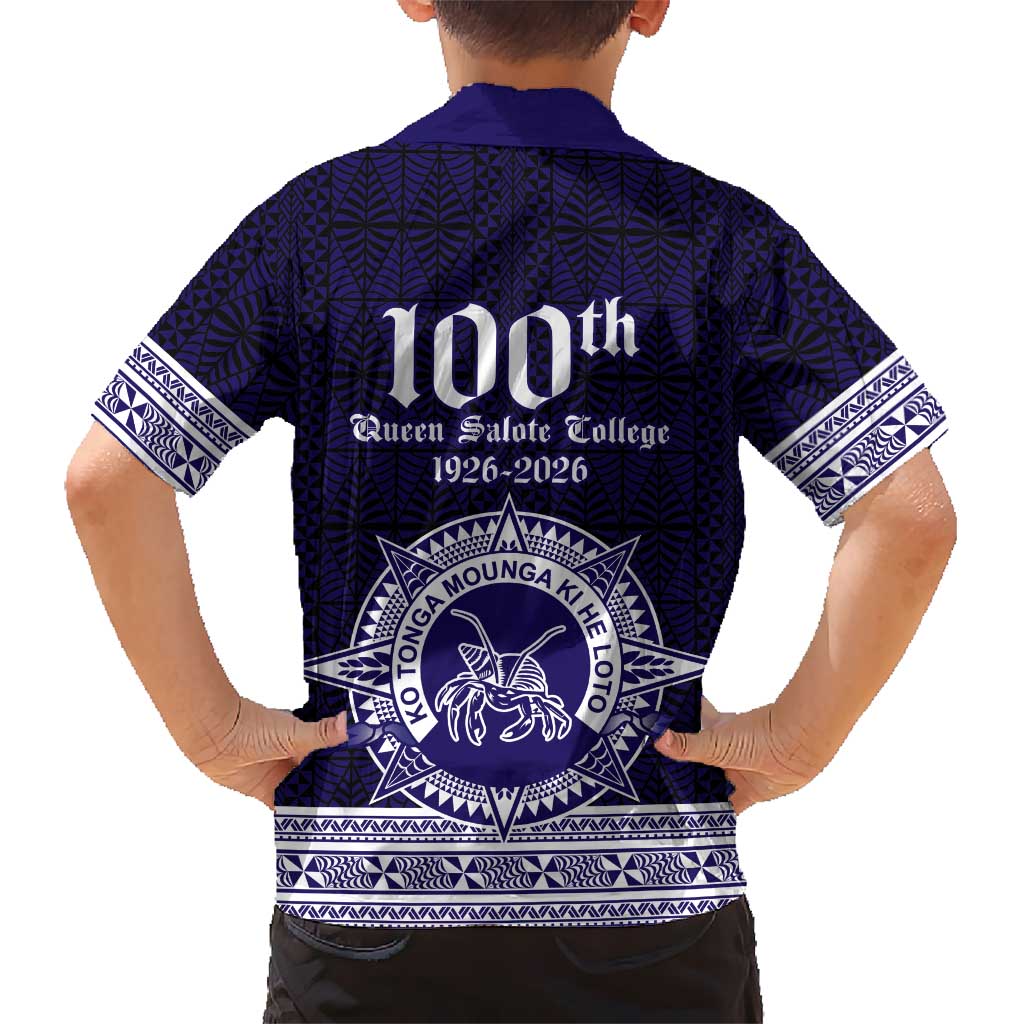 Tonga Queen Salote College 100 years Family Matching Off The Shoulder Long Sleeve Dress and Hawaiian Shirt QSC 1926-2026 Tongan Pattern LT9 - Polynesian Pride