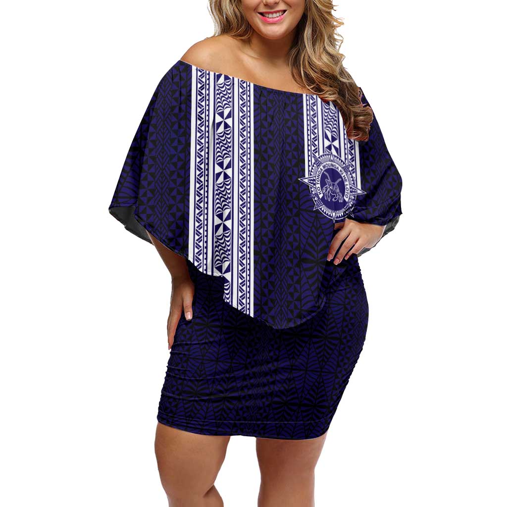 Tonga Queen Salote College 100 years Family Matching Off Shoulder Short Dress and Hawaiian Shirt QSC 1926-2026 Tongan Pattern