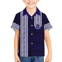 Tonga Queen Salote College 100 years Family Matching Short Sleeve Bodycon Dress and Hawaiian Shirt QSC 1926-2026 Tongan Pattern LT9 Son's Shirt Blue - Polynesian Pride