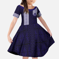 Tonga Queen Salote College 100 years Family Matching Tank Maxi Dress and Hawaiian Shirt QSC 1926-2026 Tongan Pattern LT9 Daughter's Dress Blue - Polynesian Pride