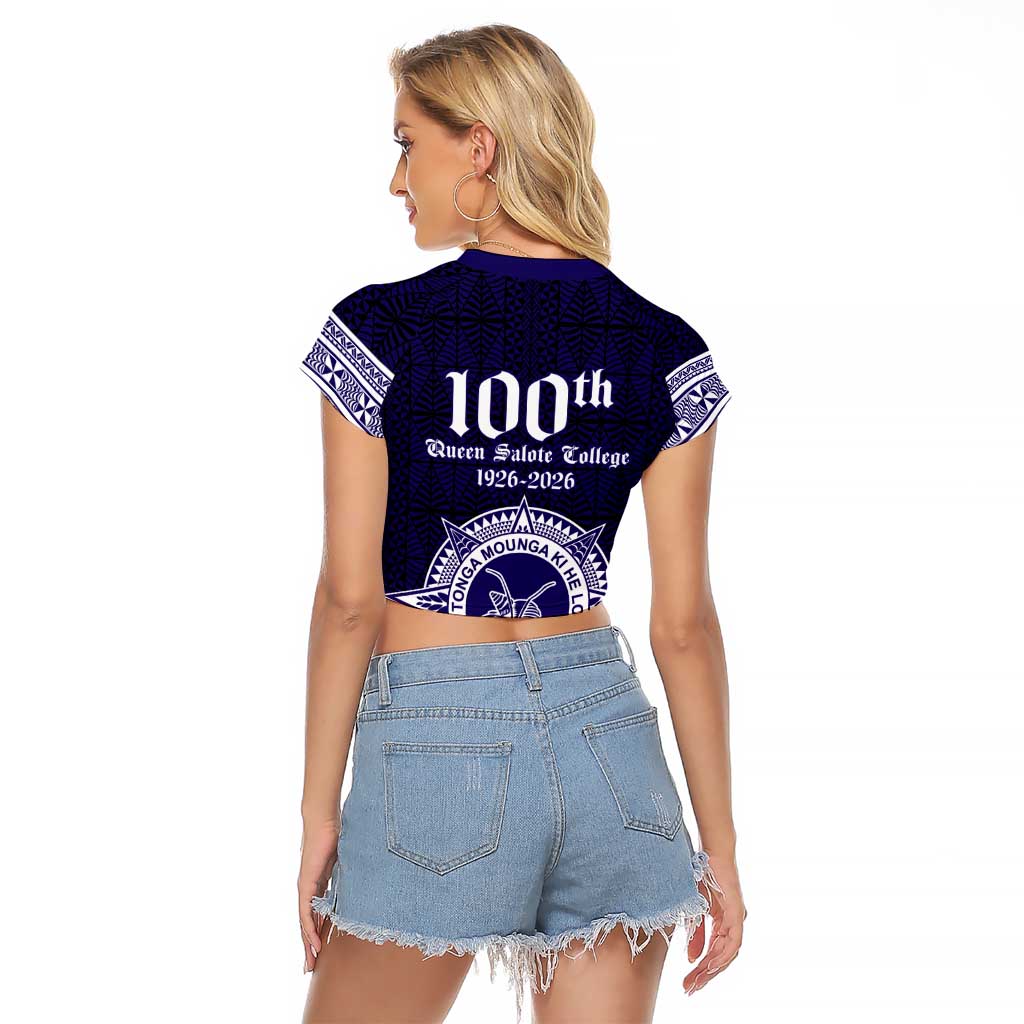Tonga Queen Salote College 100 years Raglan Cropped T Shirt QSC 1926-2026 Tongan Pattern