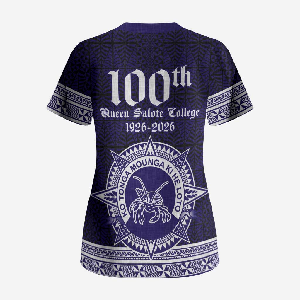 Tonga Queen Salote College 100 years Scrub Top QSC 1926-2026 Tongan Pattern