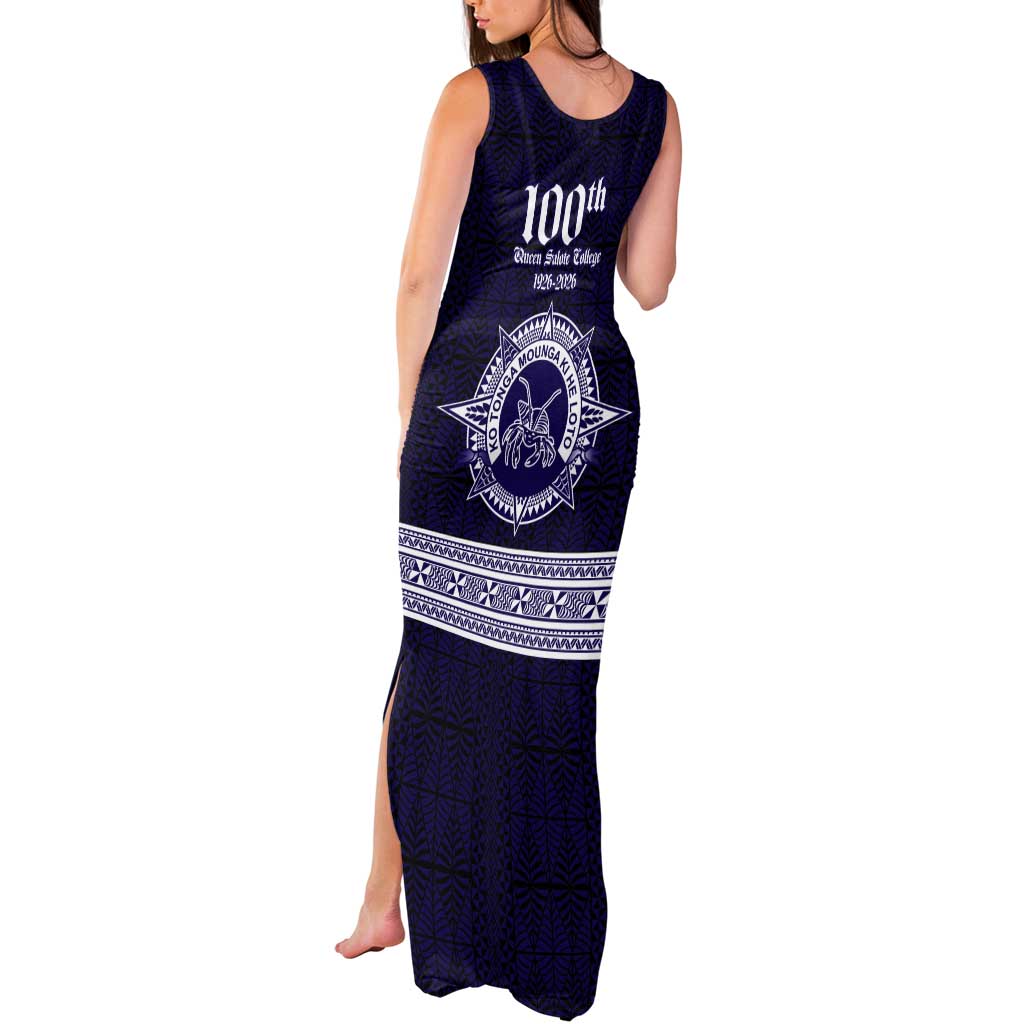 Tonga Queen Salote College 100 years Tank Maxi Dress QSC 1926-2026 Tongan Pattern