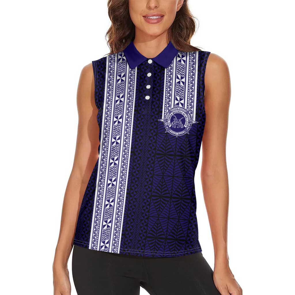 Tonga Queen Salote College 100 years Women Sleeveless Polo Shirt QSC 1926-2026 Tongan Pattern LT9 - Polynesian Pride
