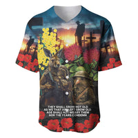 Kangaroo-Kiwi Soldier ANZAC Personalised Baseball Jersey Golden Wattle and Pohutukawa Flowers