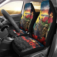 Kangaroo-Kiwi Soldier ANZAC Personalised Car Seat Cover Golden Wattle and Pohutukawa Flowers