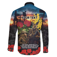 Kangaroo-Kiwi Soldier ANZAC Personalised Family Matching Long Sleeve Bodycon Dress and Hawaiian Shirt Golden Wattle and Pohutukawa Flowers