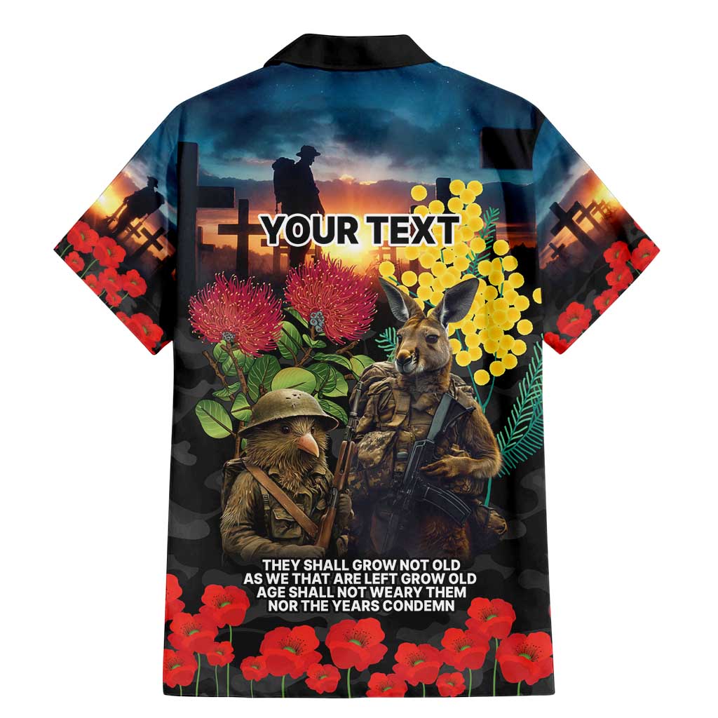 Kangaroo-Kiwi Soldier ANZAC Personalised Family Matching Mermaid Dress and Hawaiian Shirt Golden Wattle and Pohutukawa Flowers