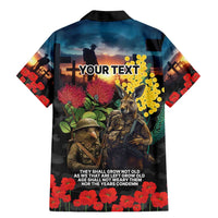 Kangaroo-Kiwi Soldier ANZAC Personalised Family Matching Mermaid Dress and Hawaiian Shirt Golden Wattle and Pohutukawa Flowers