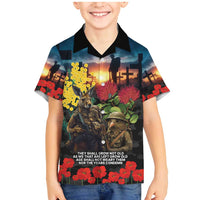 Kangaroo-Kiwi Soldier ANZAC Personalised Family Matching Mermaid Dress and Hawaiian Shirt Golden Wattle and Pohutukawa Flowers
