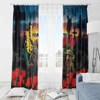 Kangaroo-Kiwi Soldier ANZAC Personalised Window Curtain Golden Wattle and Pohutukawa Flowers