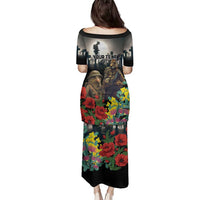 Kangaroo-Kiwi Soldier ANZAC Personalised Family Matching Puletasi and Hawaiian Shirt Golden Wattle Poppy Flowers