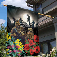 Kangaroo-Kiwi Soldier ANZAC Personalised Garden Flag Golden Wattle Poppy Flowers