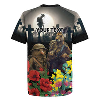Kangaroo-Kiwi Soldier ANZAC Personalised Rugby Jersey Golden Wattle Poppy Flowers LT9 - Polynesian Pride
