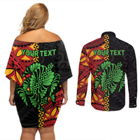 Personalised Tonga Emancipation Day Couples Matching Off Shoulder Short Dress and Long Sleeve Button Shirt Puleanga Fakatui O Since 1970