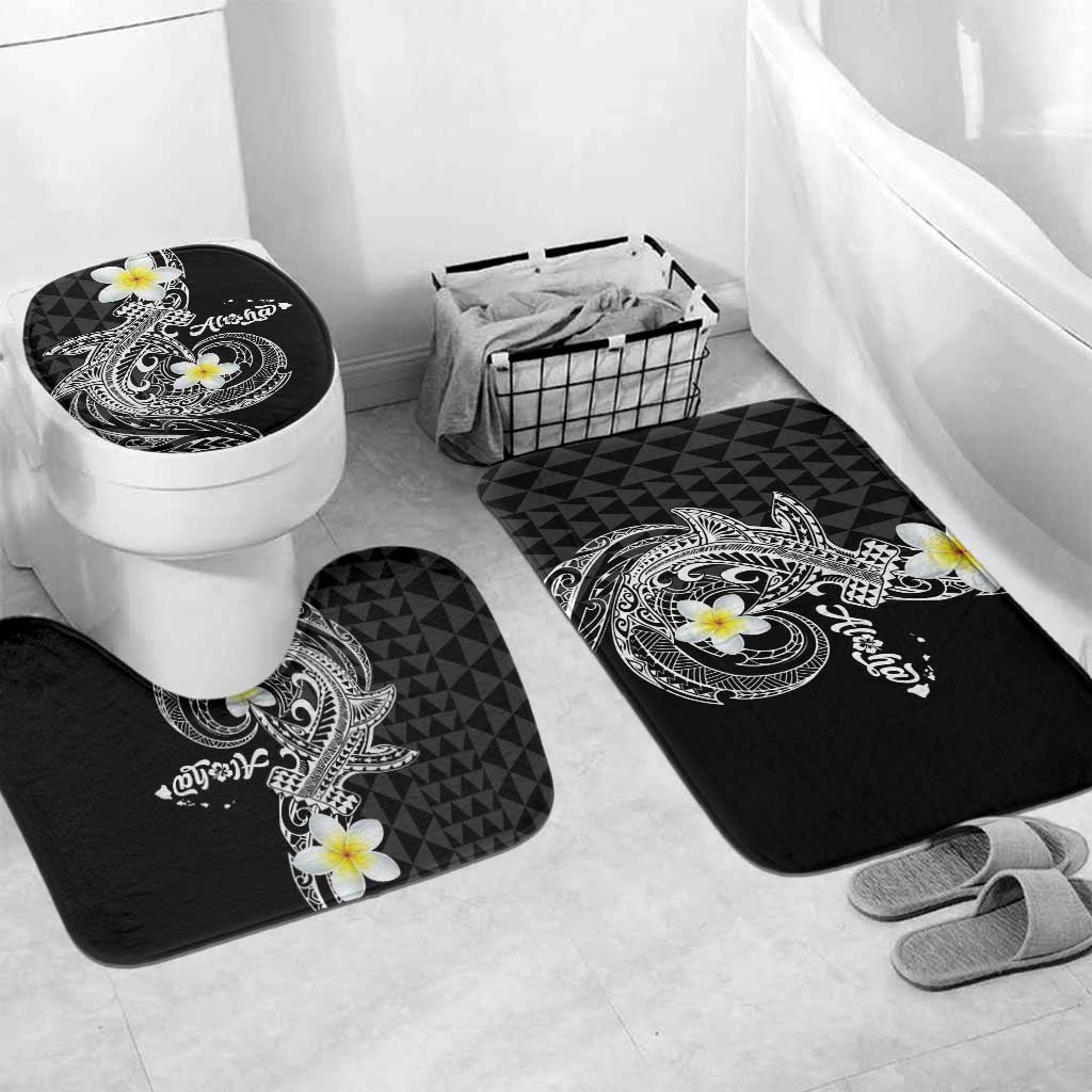Aloha Hammerhead Shark Bathroom Set Black Hawaiian Kakau Tribal Tattoo - Polynesian Pride