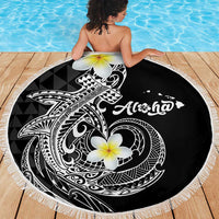 Aloha Hammerhead Shark Beach Blanket Black Hawaiian Kakau Tribal Tattoo