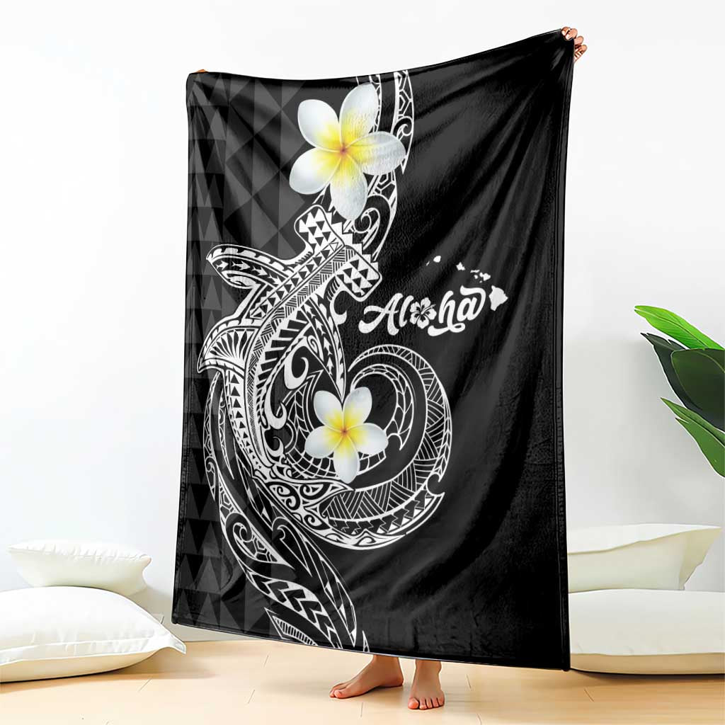 Aloha Hammerhead Shark Blanket Black Hawaiian Kakau Tribal Tattoo