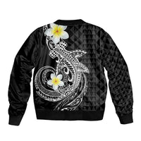Aloha Hammerhead Shark Bomber Jacket Black Hawaiian Kakau Tribal Tattoo