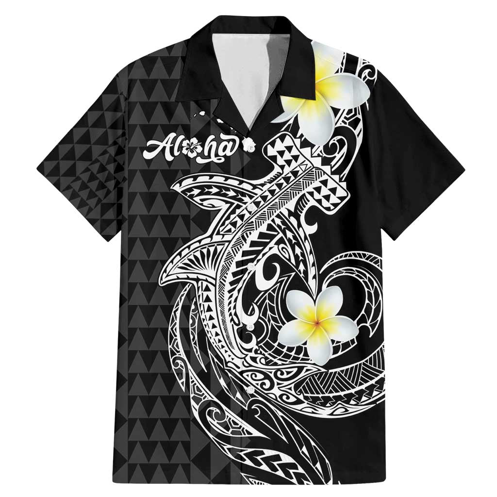 Aloha Hammerhead Shark Family Matching Mermaid Dress and Hawaiian Shirt Black Hawaiian Kakau Tribal Tattoo