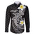 Aloha Hammerhead Shark Family Matching Off Shoulder Short Dress and Hawaiian Shirt Black Hawaiian Kakau Tribal Tattoo