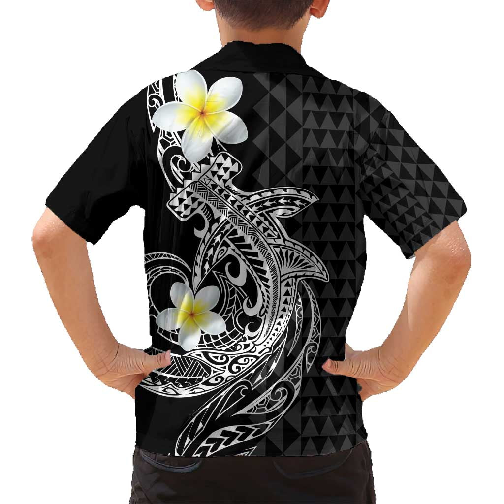 Aloha Hammerhead Shark Family Matching Tank Maxi Dress and Hawaiian Shirt Black Hawaiian Kakau Tribal Tattoo