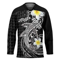 Aloha Hammerhead Shark Hockey Jersey Black Hawaiian Kakau Tribal Tattoo - Polynesian Pride