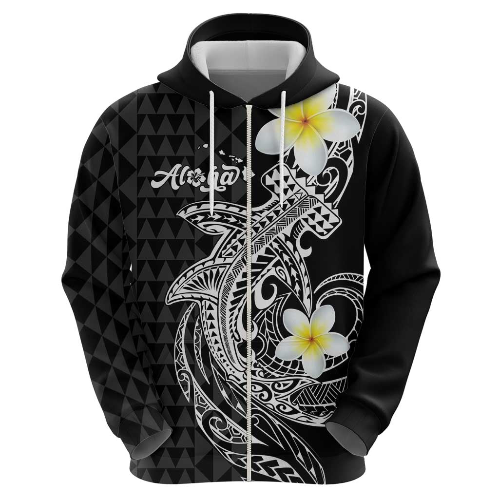 Aloha Hammerhead Shark Hoodie Black Hawaiian Kakau Tribal Tattoo