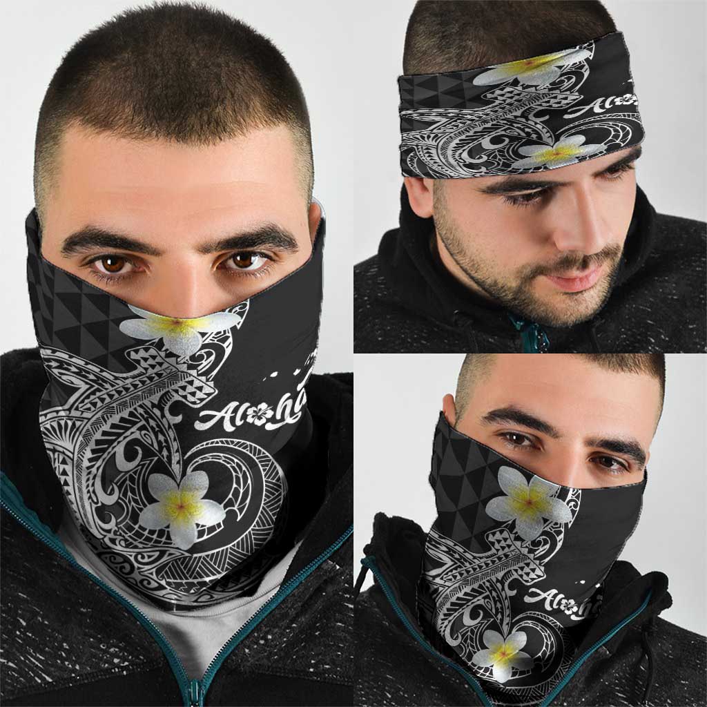 Aloha Hammerhead Shark Neck Gaiter Black Hawaiian Kakau Tribal Tattoo - Polynesian Pride