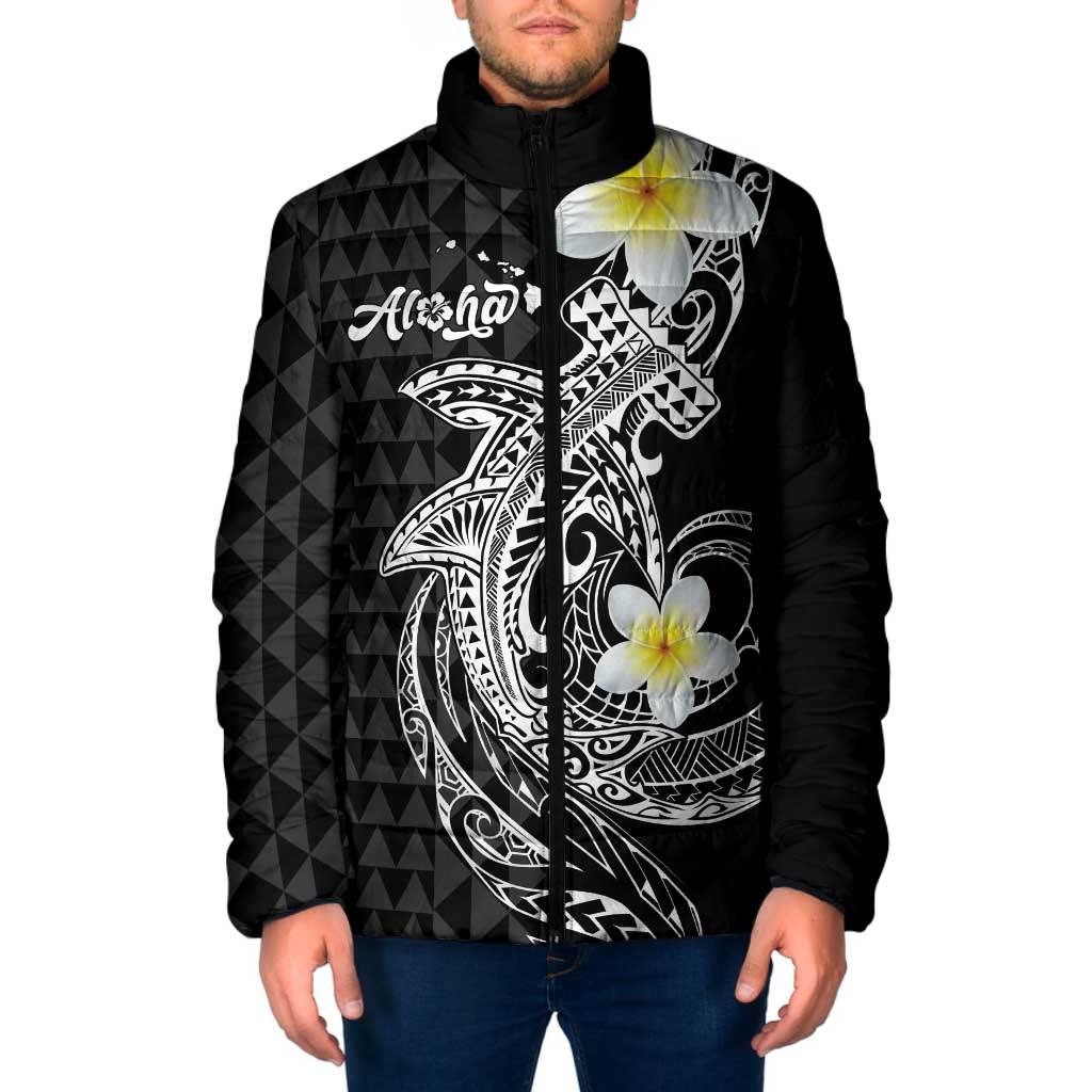 Aloha Hammerhead Shark Padded Jacket Black Hawaiian Kakau Tribal Tattoo - Polynesian Pride