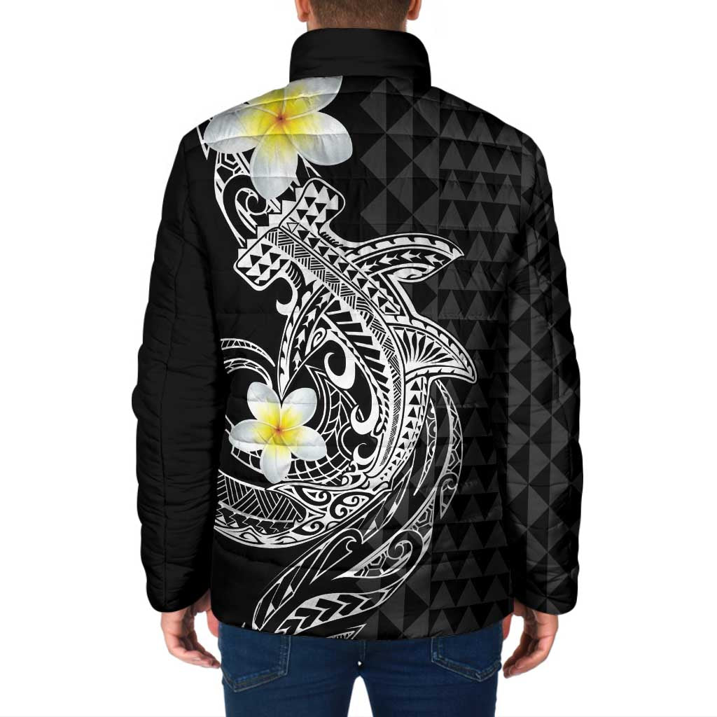 Aloha Hammerhead Shark Padded Jacket Black Hawaiian Kakau Tribal Tattoo - Polynesian Pride