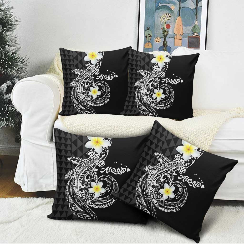 Aloha Hammerhead Shark Pillow Cover Black Hawaiian Kakau Tribal Tattoo - Polynesian Pride