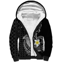 Aloha Hammerhead Shark Sherpa Hoodie Black Hawaiian Kakau Tribal Tattoo