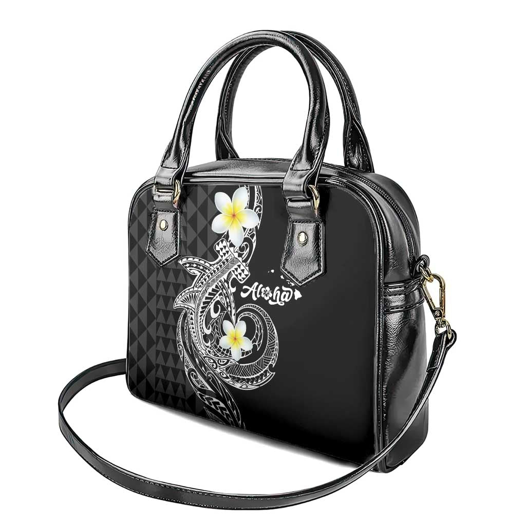 Aloha Hammerhead Shark Shoulder Handbag Black Hawaiian Kakau Tribal Tattoo