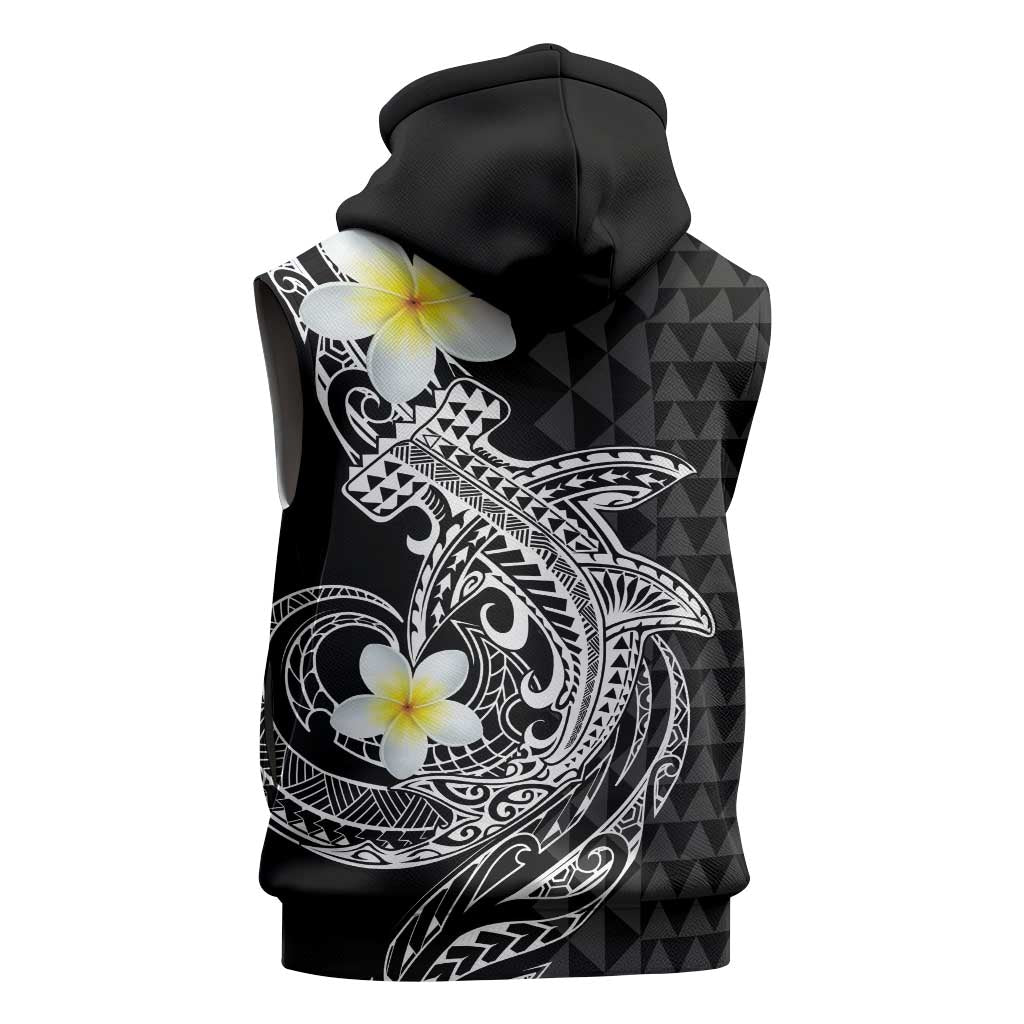 Aloha Hammerhead Shark Sleeveless Hoodie Black Hawaiian Kakau Tribal Tattoo - Polynesian Pride