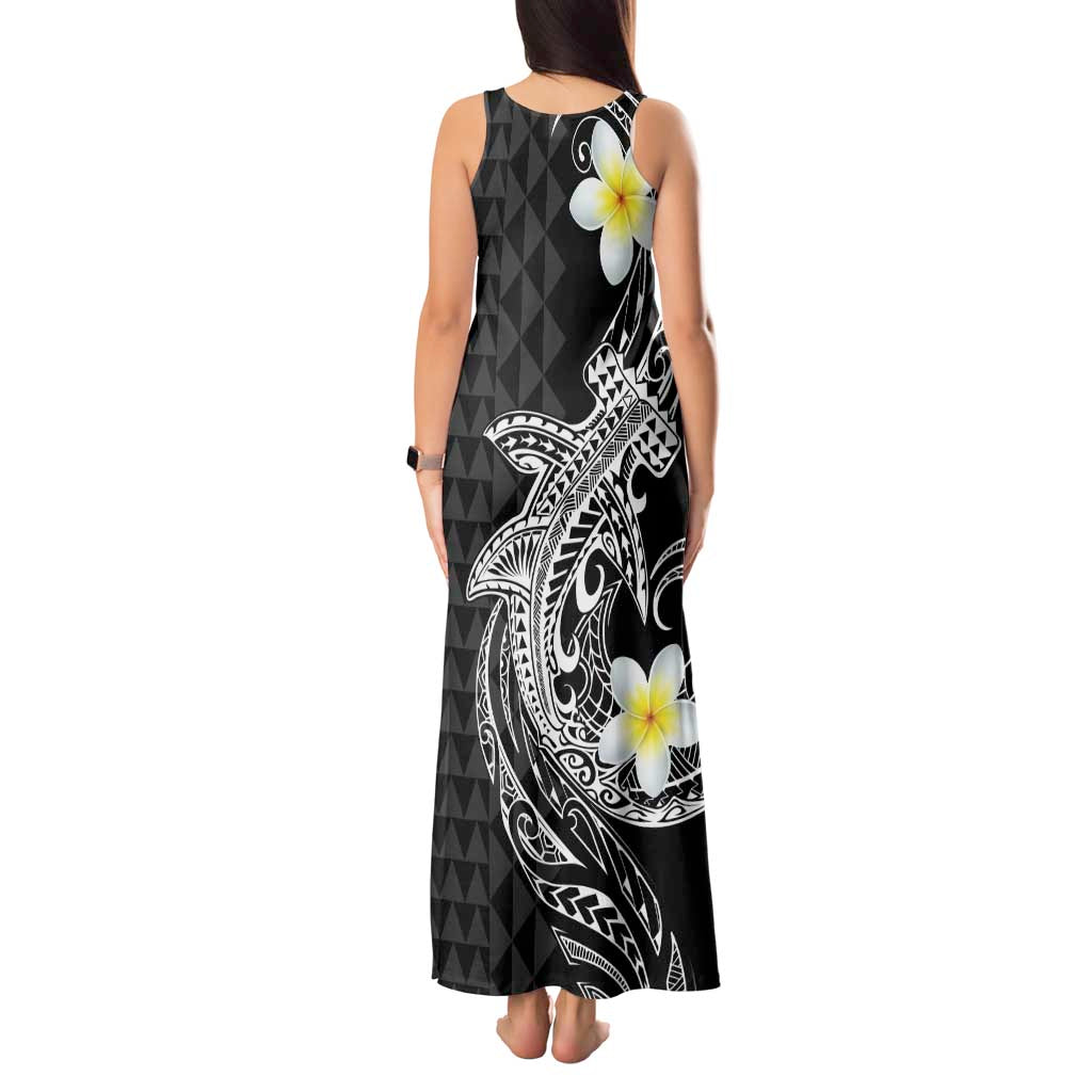 Aloha Hammerhead Shark Tank Maxi Dress Black Hawaiian Kakau Tribal Tattoo