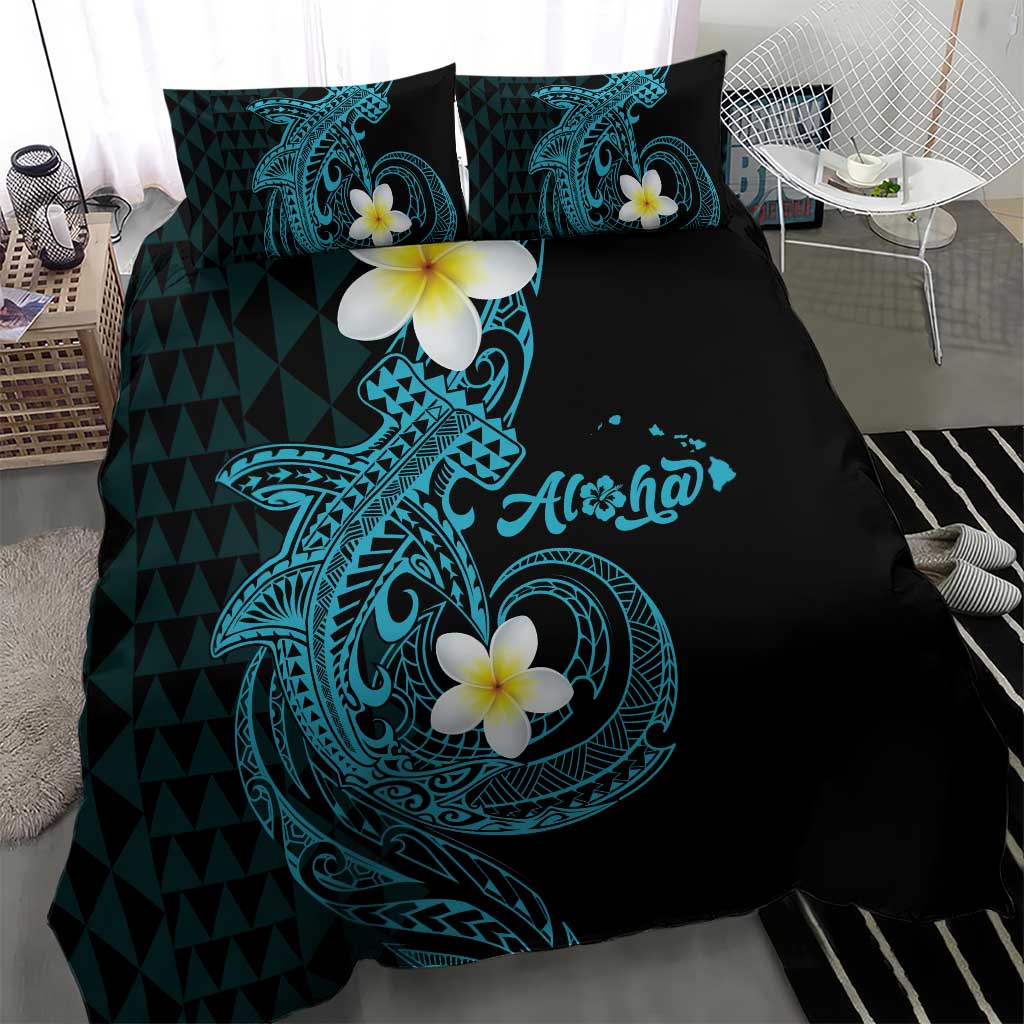 Aloha Hammerhead Shark Bedding Set Calypso Hawaiian Kakau Tribal Tattoo