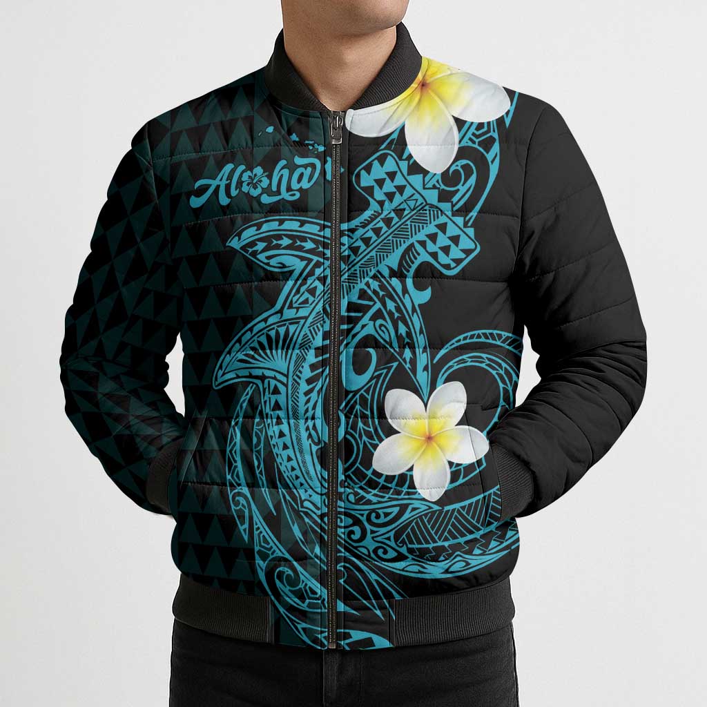 Aloha Hammerhead Shark Bomber Puffer Jacket Calypso Hawaiian Kakau Tribal Tattoo - Polynesian Pride