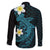Aloha Hammerhead Shark Family Matching Long Sleeve Bodycon Dress and Hawaiian Shirt Calypso Hawaiian Kakau Tribal Tattoo