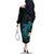 Aloha Hammerhead Shark Family Matching Off The Shoulder Long Sleeve Dress and Hawaiian Shirt Calypso Hawaiian Kakau Tribal Tattoo