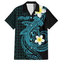 Aloha Hammerhead Shark Family Matching Off Shoulder Maxi Dress and Hawaiian Shirt Calypso Hawaiian Kakau Tribal Tattoo