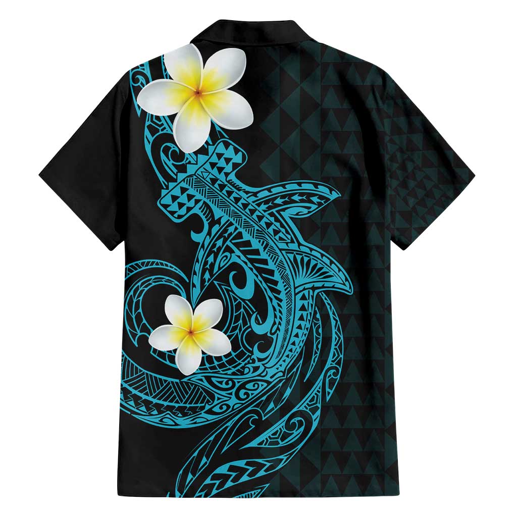 Aloha Hammerhead Shark Family Matching Off Shoulder Short Dress and Hawaiian Shirt Calypso Hawaiian Kakau Tribal Tattoo