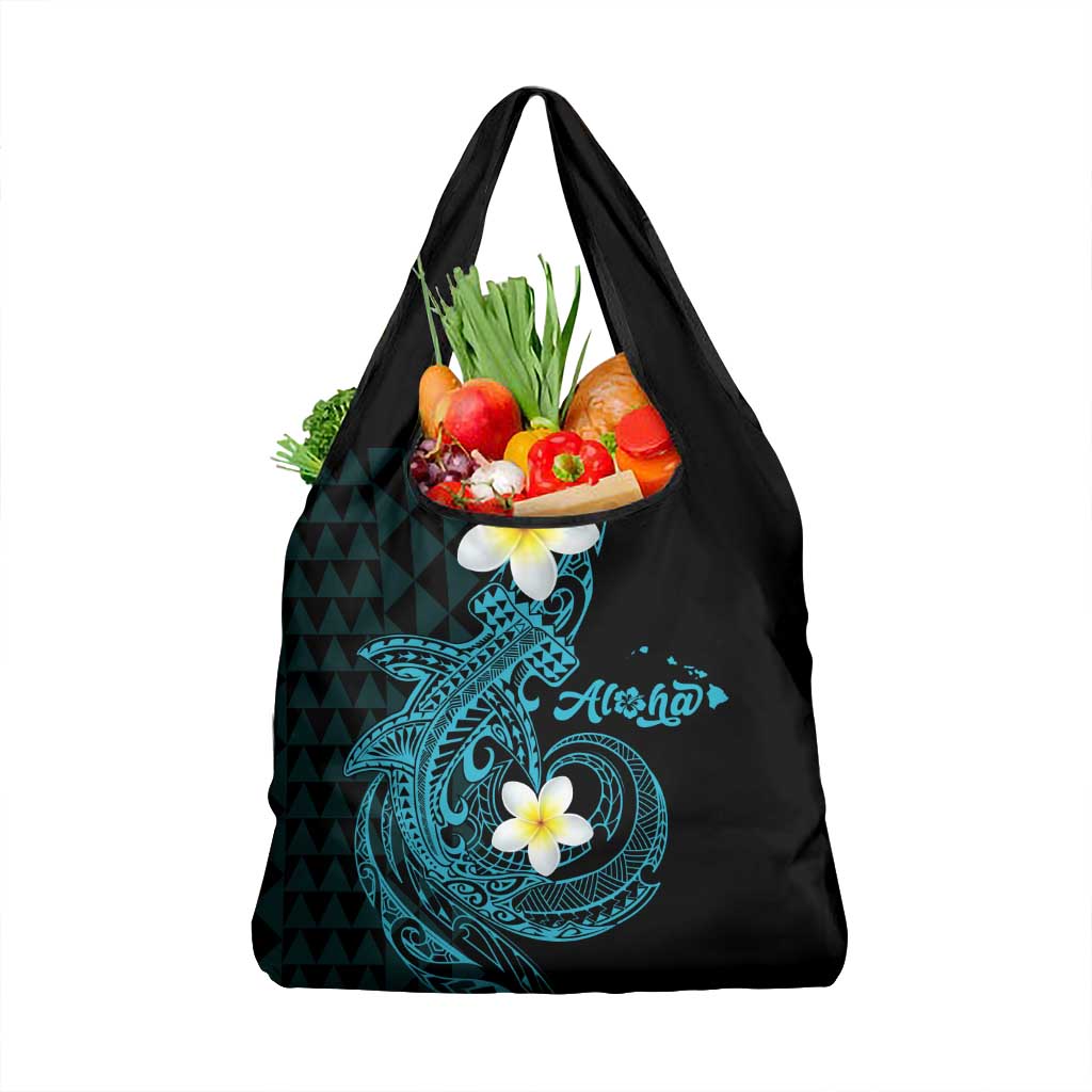 Aloha Hammerhead Shark Grocery Bag Calypso Hawaiian Kakau Tribal Tattoo