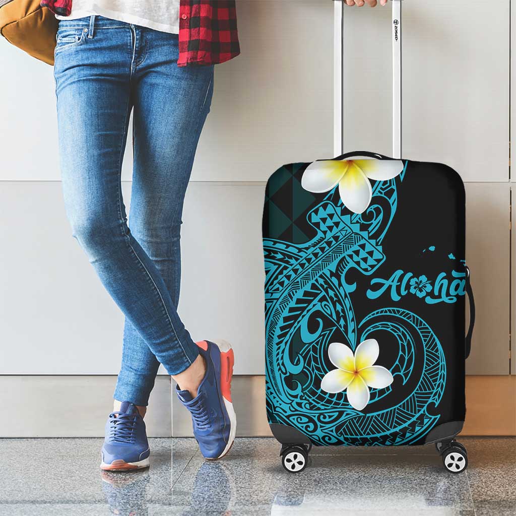 Aloha Hammerhead Shark Luggage Cover Calypso Hawaiian Kakau Tribal Tattoo