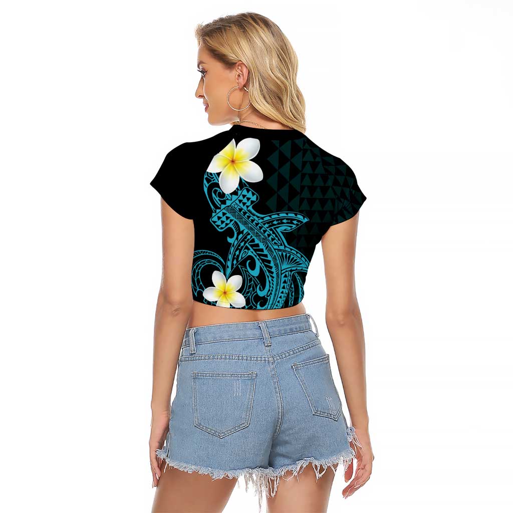 Aloha Hammerhead Shark Raglan Cropped T Shirt Calypso Hawaiian Kakau Tribal Tattoo