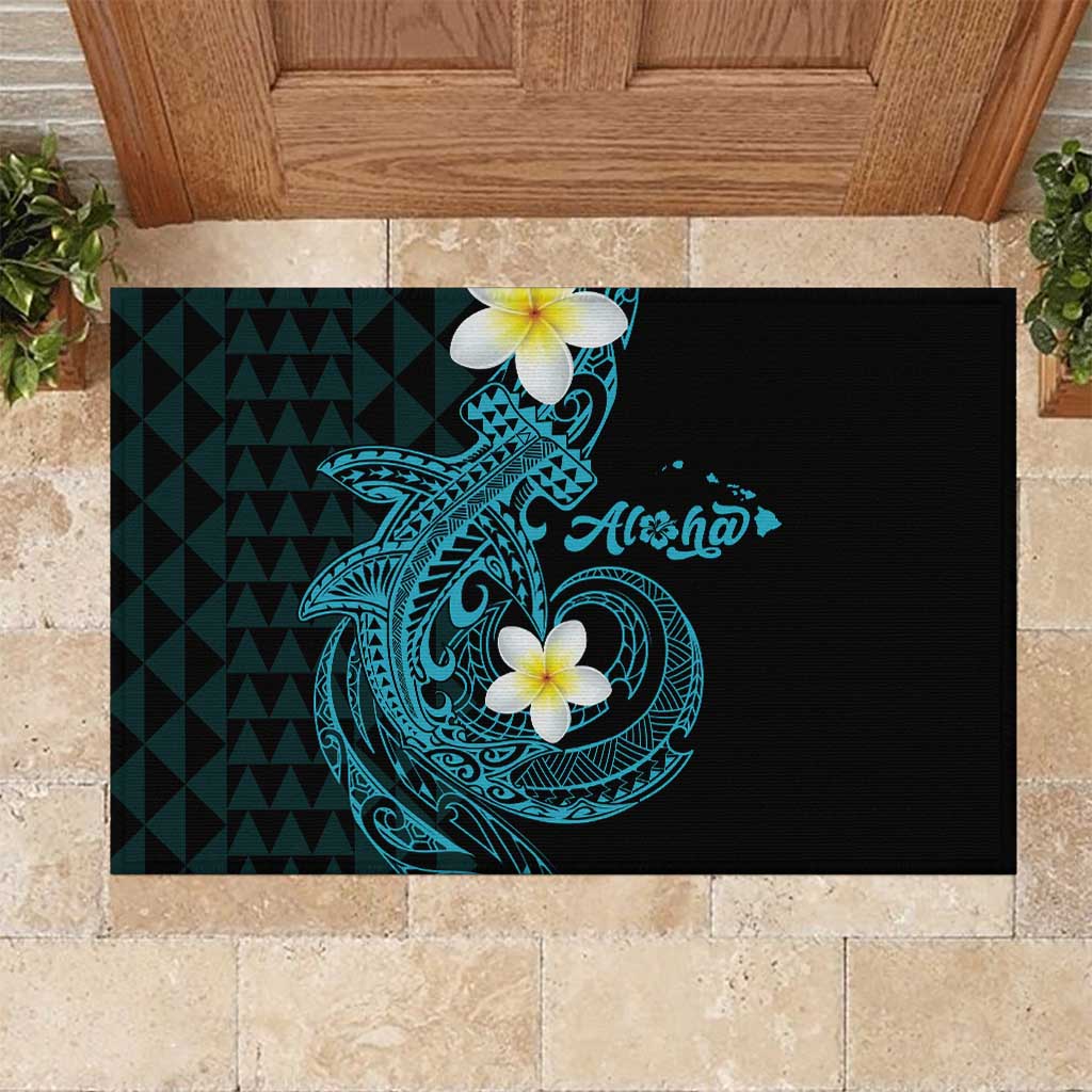 Aloha Hammerhead Shark Rubber Doormat Calypso Hawaiian Kakau Tribal Tattoo