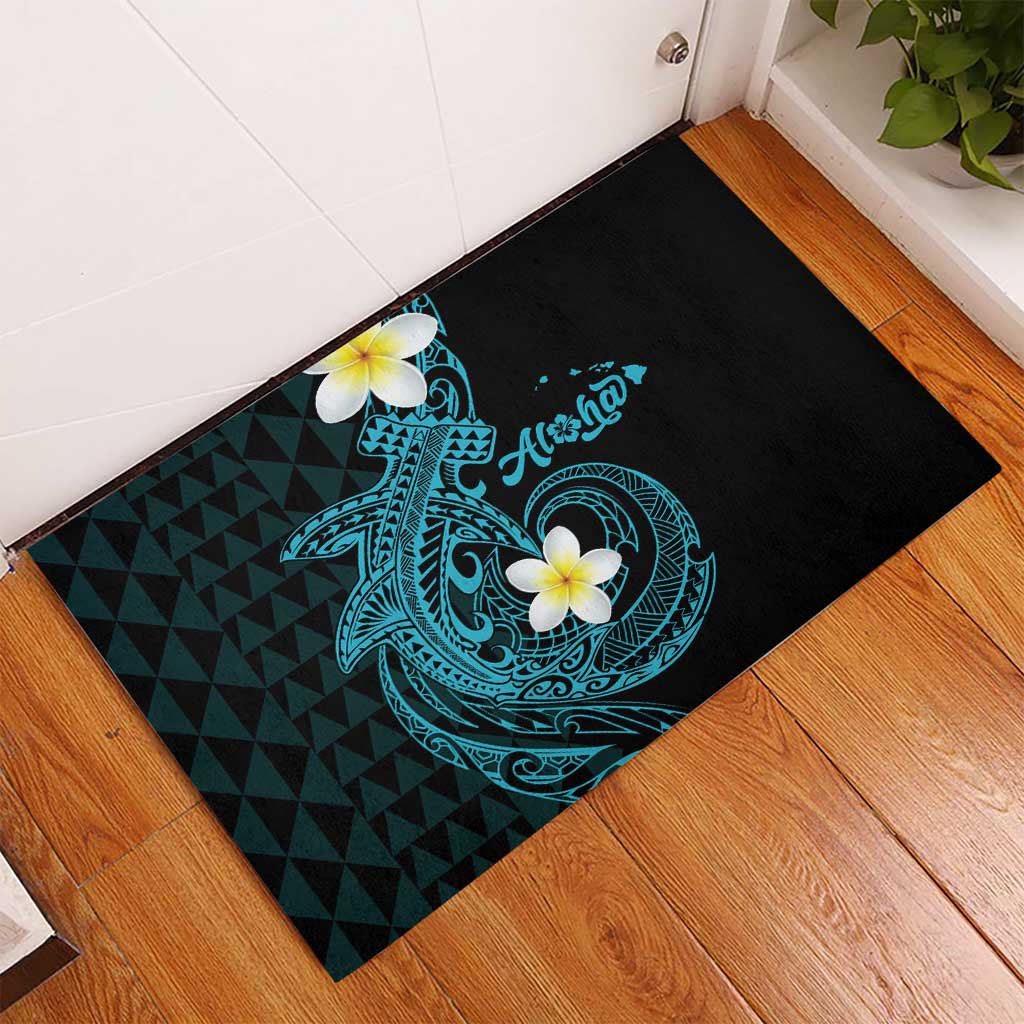 Aloha Hammerhead Shark Rubber Doormat Calypso Hawaiian Kakau Tribal Tattoo