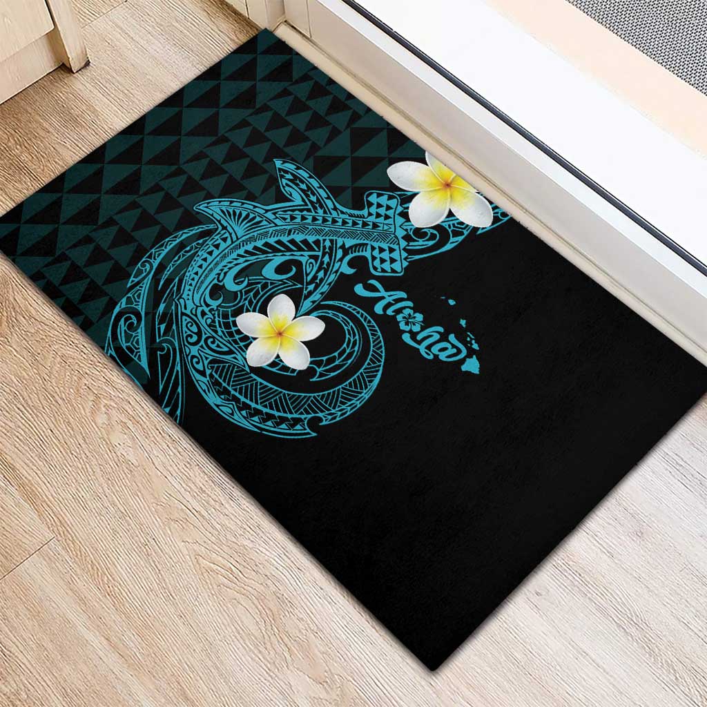 Aloha Hammerhead Shark Rubber Doormat Calypso Hawaiian Kakau Tribal Tattoo